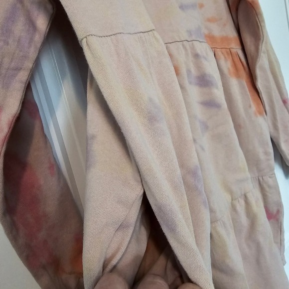 Wild Fable Pink Tie Dye Sweater Dress Size Medium Ruffles Tiered Mock Neck - Picture 7 of 11